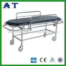 Stainless steel hospital examination bed with castors